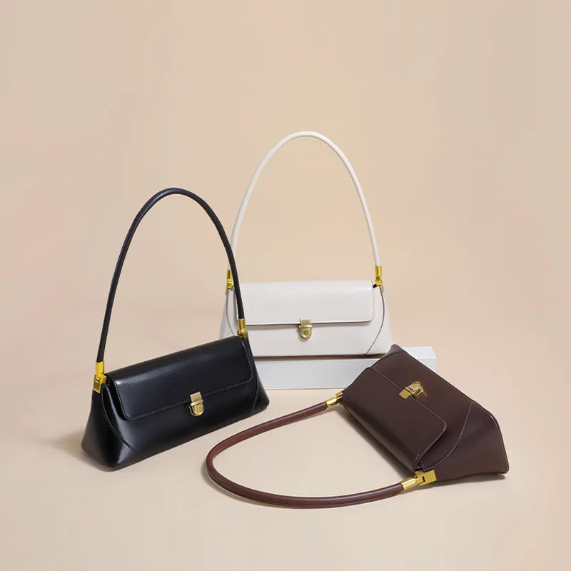 

Ladies 100% Genuine Leather Shoulder Bag Retro Armpit Bag Fashion Solid Color Personalized Women's Bag