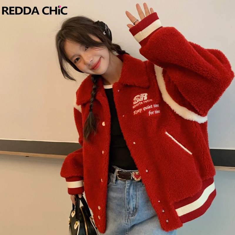 

Кавайная белая женская куртка REDDACHiC из овечьей шерсти Пушистый кардиган плюшевое теплое зимнее флисовое пальто Женский Стиль Верхняя одежд...