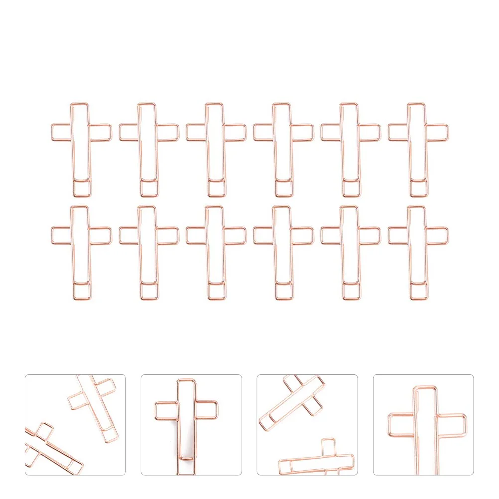 

12 Pcs Cross Clip Memo Clamps Church Clips Bible Journaling Paper Shaped Metal Bookmark Child Bookmarks
