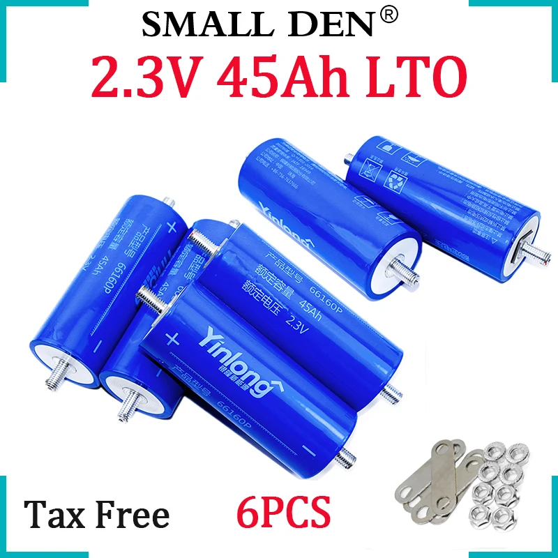 

6pcs Original Yinlong 66160 2.3V 45Ah Lithium Titanate LTO Battery 10C 450A Discharge For Solar Speaker Car Starter Power Tools