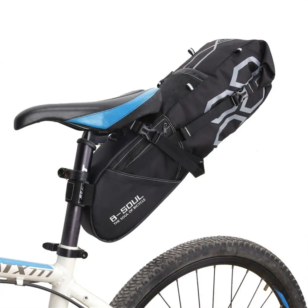 

B-soul седельный рюкзак, водонепроницаемая портативная седельная сумка для горного велосипеда, велосипедные аксессуары, велосипедная седельная сумка, черная и серая, светоотражающая, прочная