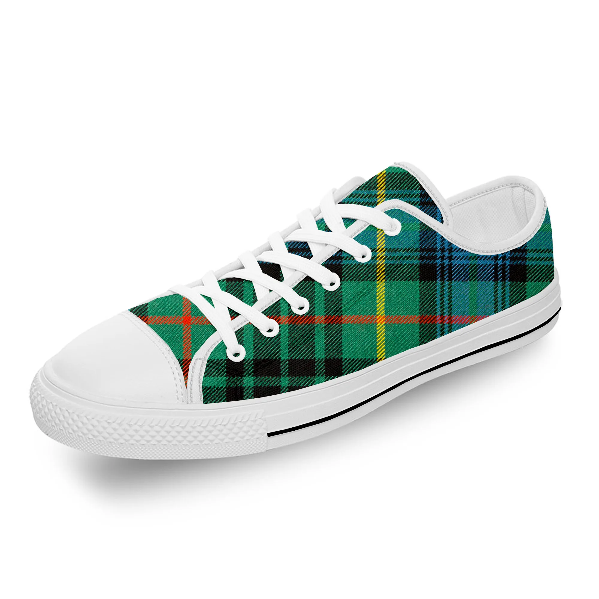 

Hunting Stewart Scottish Tartan Plaid White Cloth 3D Print Low Top Canvas Shoes Men Women Lightweight Breathable Sneakers