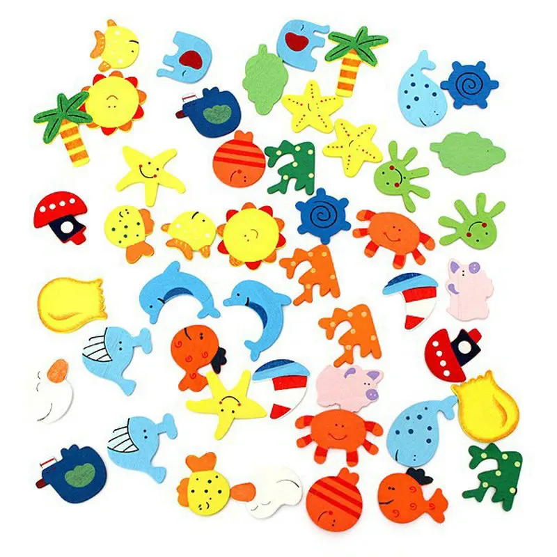 

12pcs Novelty Animals Wooden Cartoon Fridge Magnet Sticker Cute Funny Refrigerator Toy Colorful Kids Toys for Children Baby
