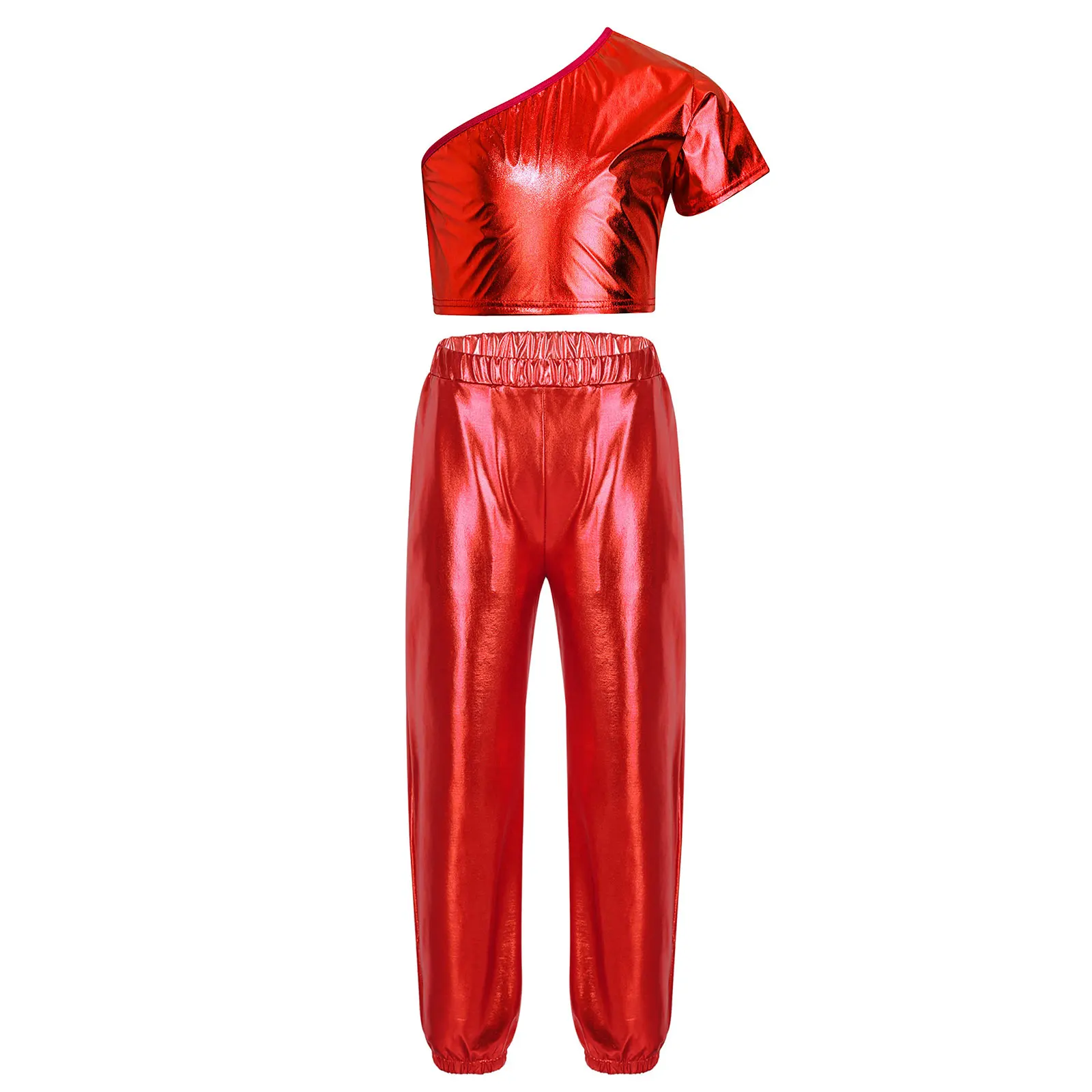 Комплект танцевальной одежды для подростков детская одежда девочек металлик