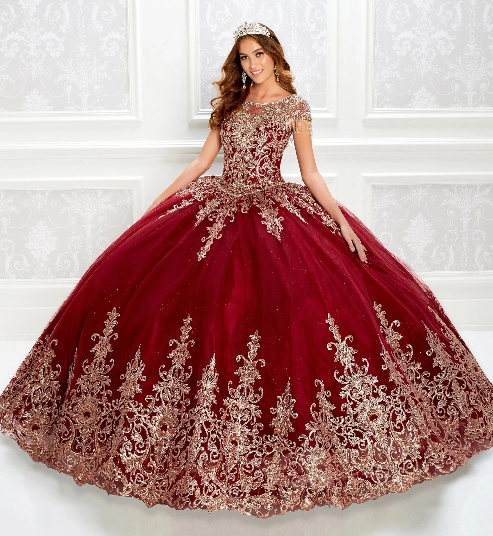 

Бордовые Платья Charro Quinceanera бальное платье с рукавами-крылышками тюлевые аппликации пышные мексиканские милые платья 16 лет