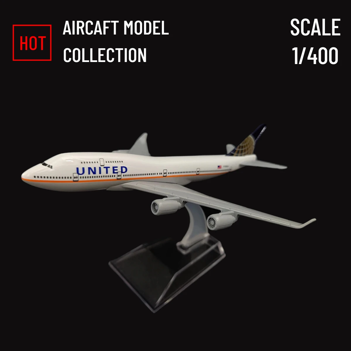 

Scale 1:400 Metal Aircraft Replica, United B747 Plane Boeing Airbus Airplane Model Miniature, Aviation Gift Toy for Boy