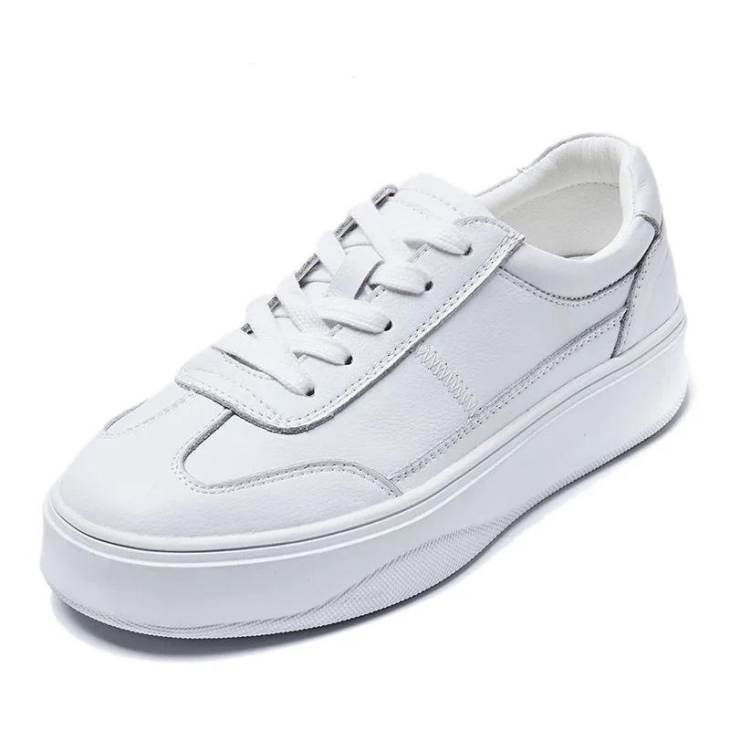 Leather White Shoes Women's Summer Trendy Shoes Summer New All-match Breathable Flat Shoes Casual Women's Shoes