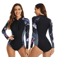 printed rash guard one pieces long sleeves women slimming swimsuit surf swimwear bikni womens swimsuit bathing suit women 2022