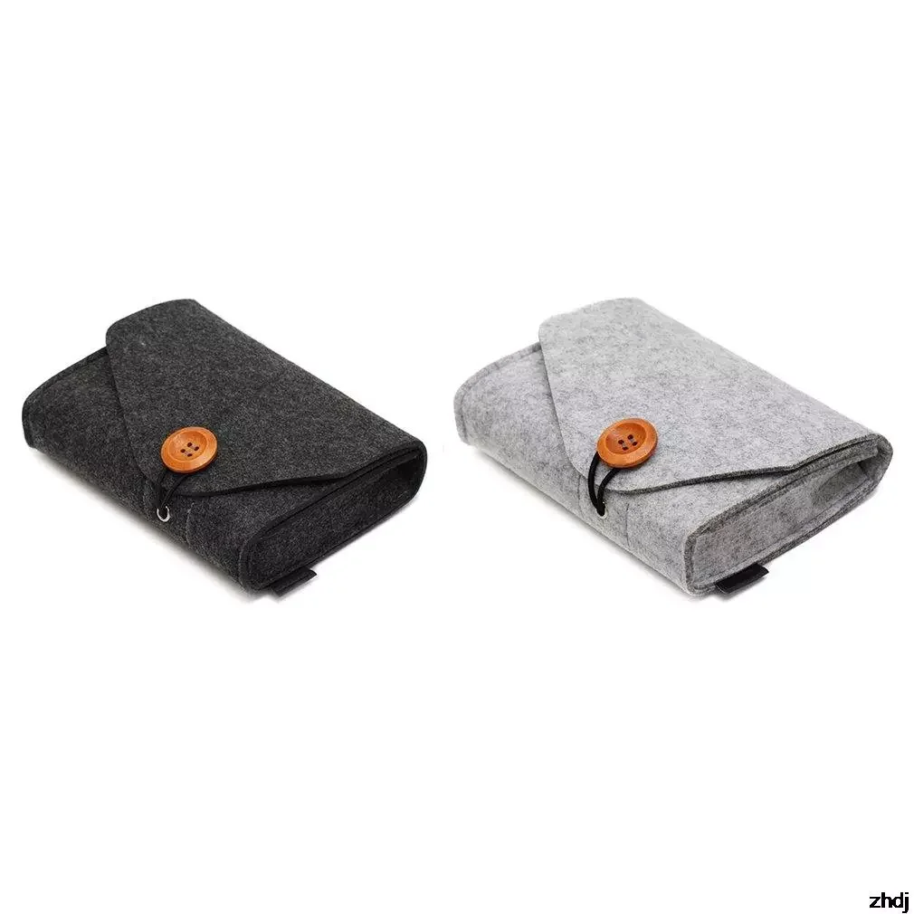 

Fashionable Design Solid Color Power Bank Storage Bag Portable Travel Felt USB Data Cable Earphone Organizer Bag