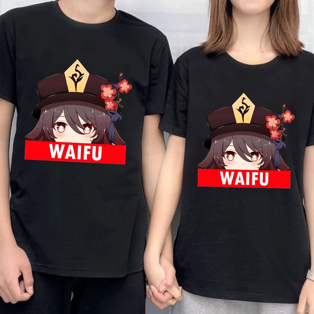 

Genshin Impact T Shirt Men Women Hot Game Graphic Tees Kawaii Summer Cotton Tops Cartoon Harajuku Hu Tao T-shirt Keqing Female