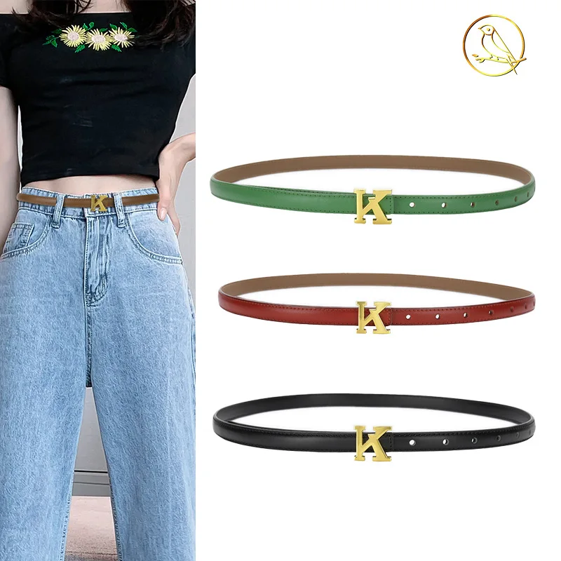

2022 New Ladies Leather Thin Belt Korean Version Simple Fashion Decorative Suit Dress Jeans Leather Designer Luxury Belt