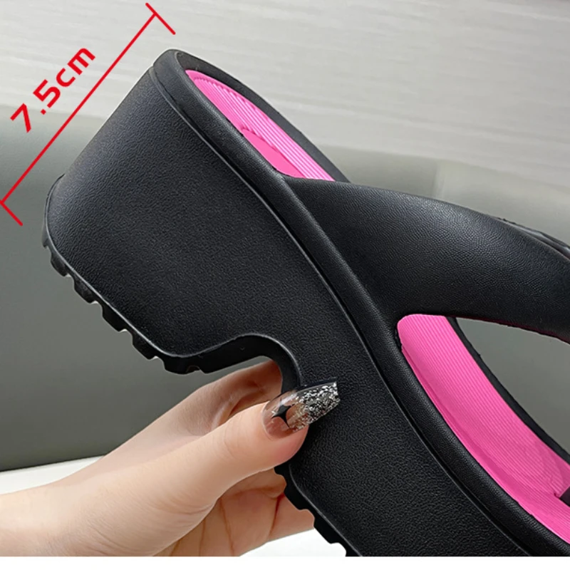 Женские тапочки на толстой подошве 7 5 см цвета в ассортименте