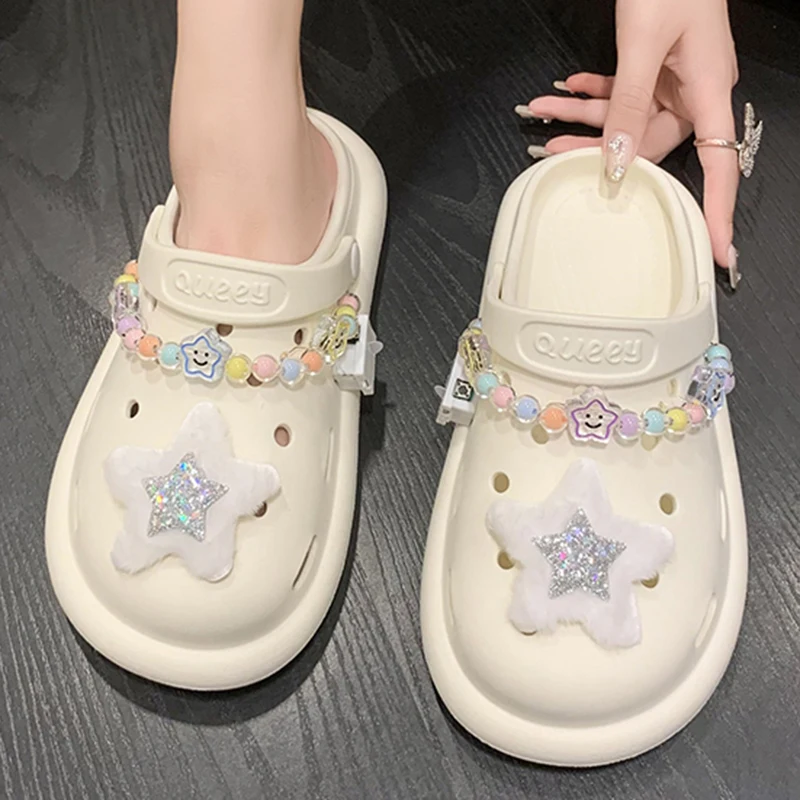 

Сандалии женские из ЭВА на платформе, повседневные яркие шлепанцы для отдыха на открытом воздухе, обувь для сада, клоги, аксессуары для лета