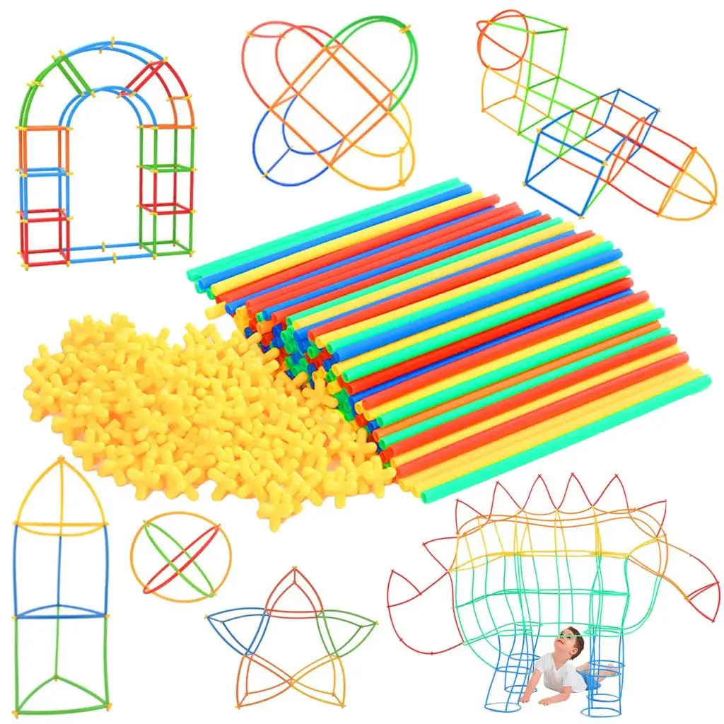 

Straw Constructor Toys Building Toys Straws and Connectors Building Sets Colorful Motor Skills Engineering Educational Toy