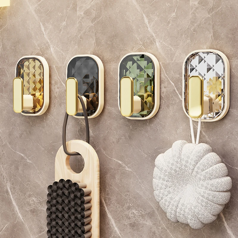 

4PCS Self-adhesive Wall Hooks Acrylic Bathroom Hooks for Hanging Waterproof Luxury Adhesive Hook Towel Holder Home Accessories