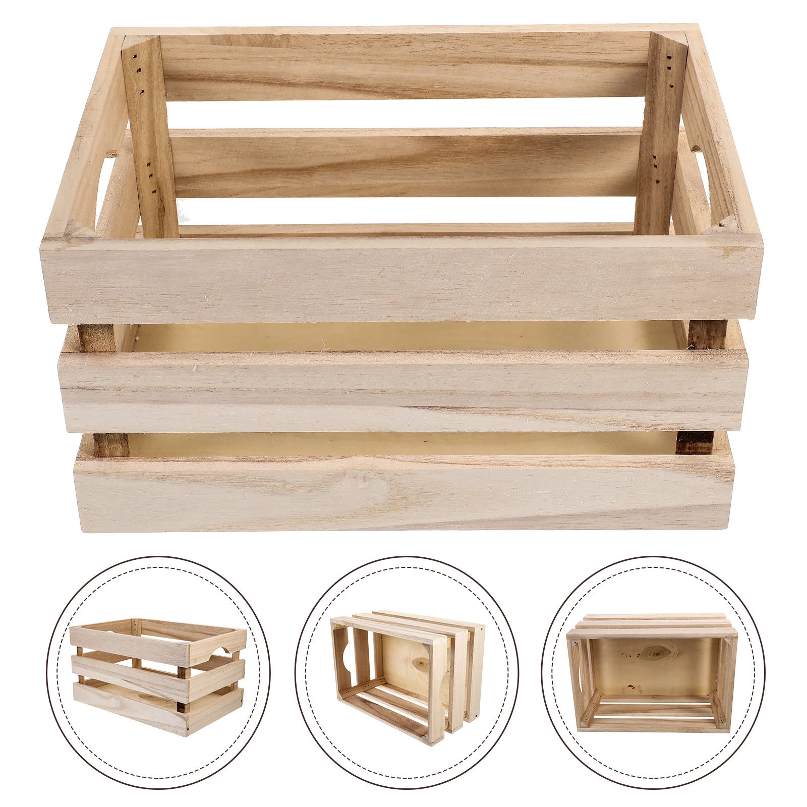 

Wooden Office Basket Vintage Sundries Wood Crate Box Supermarket Goods Storage Basket