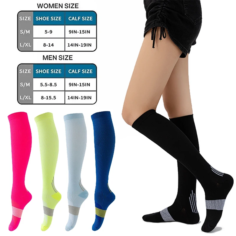 Unisex New Soles Waist Stockings Running Fitness Elastic Socks Sports with Pressure Socks Mulit Color Crew