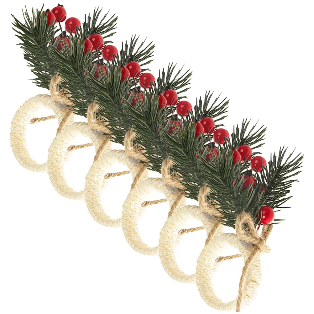 

Napkin Rings Christmas Berry Ring Buckles Wreath Berries Xmas Holders Party Holder Decoration Decorations Artificial Pine Decor