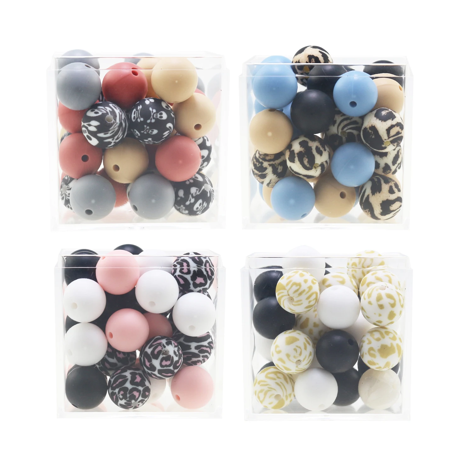 

100PCS 12/15mm Leopard Silicone Beads Baby Teething Beads For DIY Nursing Necklace Food Grade Chew Beads BPA Free Baby Teether