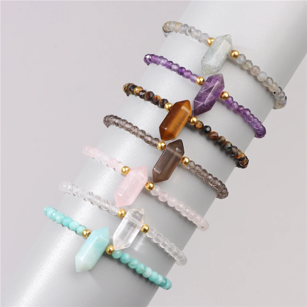 

Design Hexagon Pendant Bracelet 4mm Natural Tiger Eye Quartzs Beaded Bracelets Stone Fashion Bangle for Women Couple Jewelry New