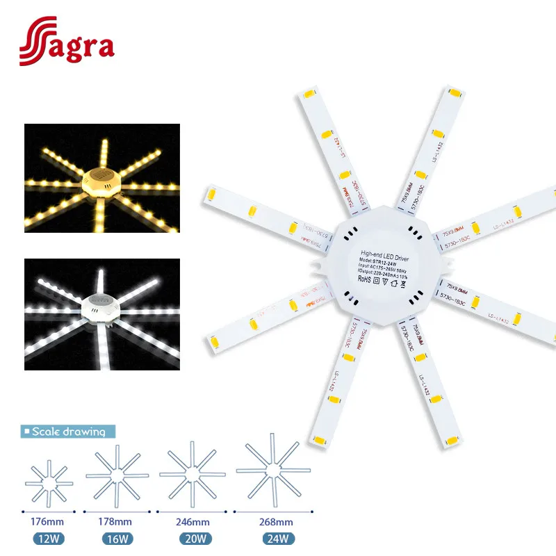 

Светодиодный потолочный светильник «Осьминог», 12/16/20/24 Вт, 220 В переменного тока