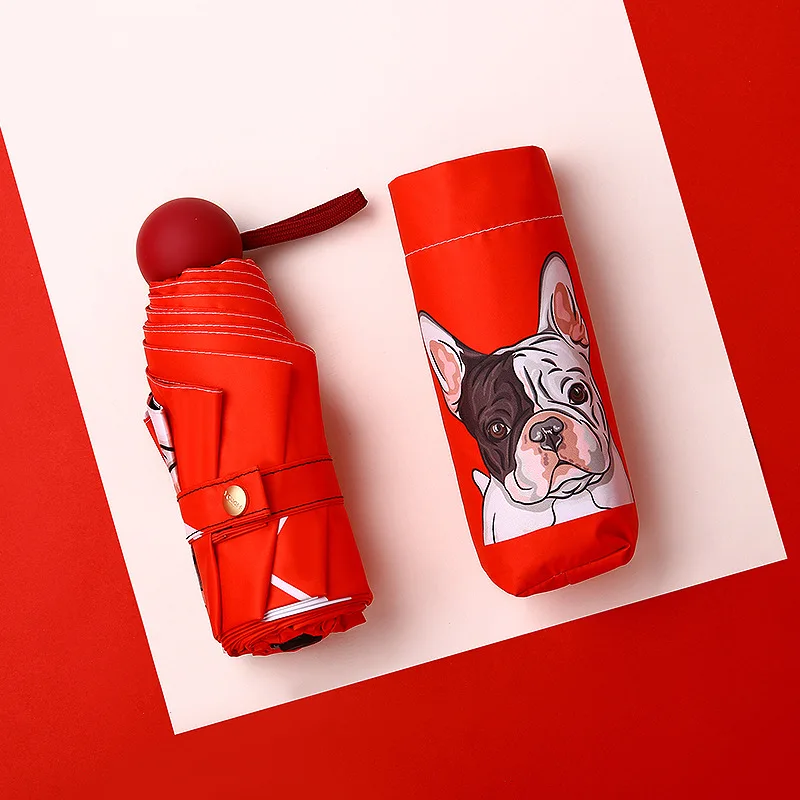 

Portable Mini Umbrella Women Sunscreen Anti-UV Paraguas Umbrella Rain Women Dog Print Summer Sombrilla Ombrelle Chinoise