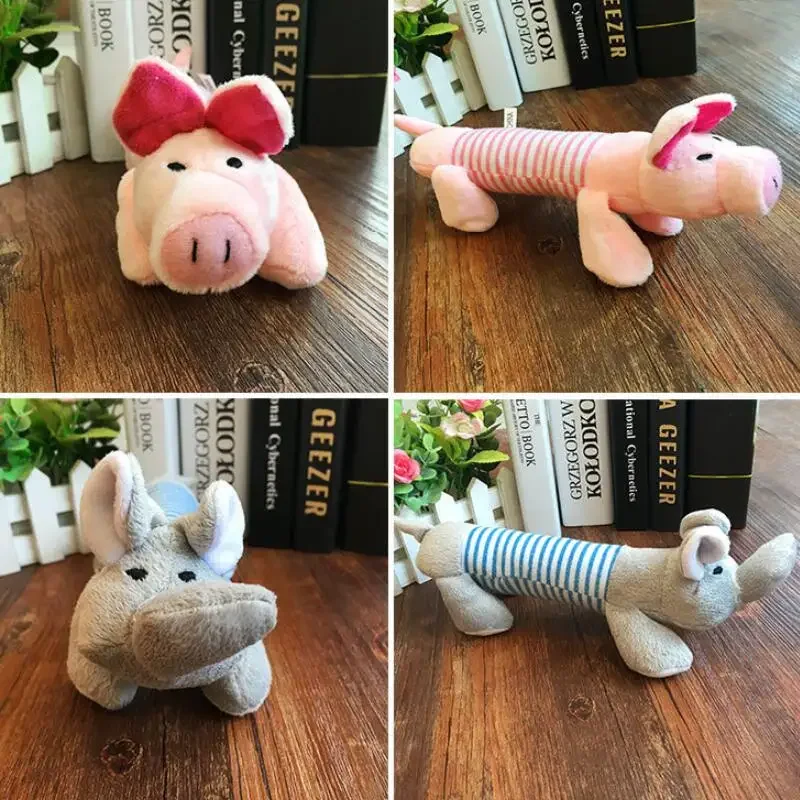 

Pets Dog Elephant Duck Pig Doll Toys Puppy Cat Interactive Squeaker Quack Sound Toy Dogs Cats Funny Plush Chew Toy