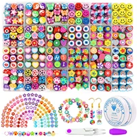 10mm cute clay polymer beads set box for bracelet jewelry making diy accessories charm smiling face fruits child puzzle bead kit