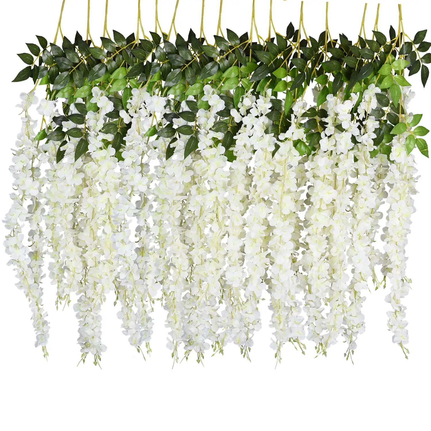 

12Pcs Wisteria Vine Artificial Flower Rattan Wreath Arch Wedding Home Garden Office Decoration pendant Plant Wall Decoration