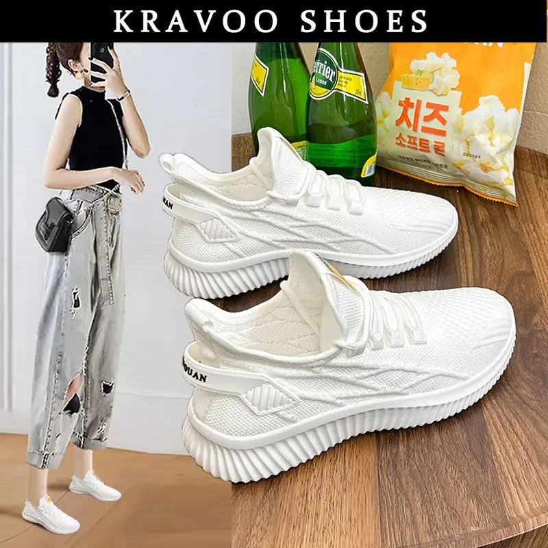 

Женские кроссовки KRAVOO Fly Weaving, сетчатые дышащие женские кроссовки, однотонная женская спортивная обувь, женская повседневная обувь, Новинка лета 2023