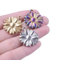 6pcslot rainbow gold color sunflower flower plant sunlight charms stainless steel pendant for diy jewelry making accessories