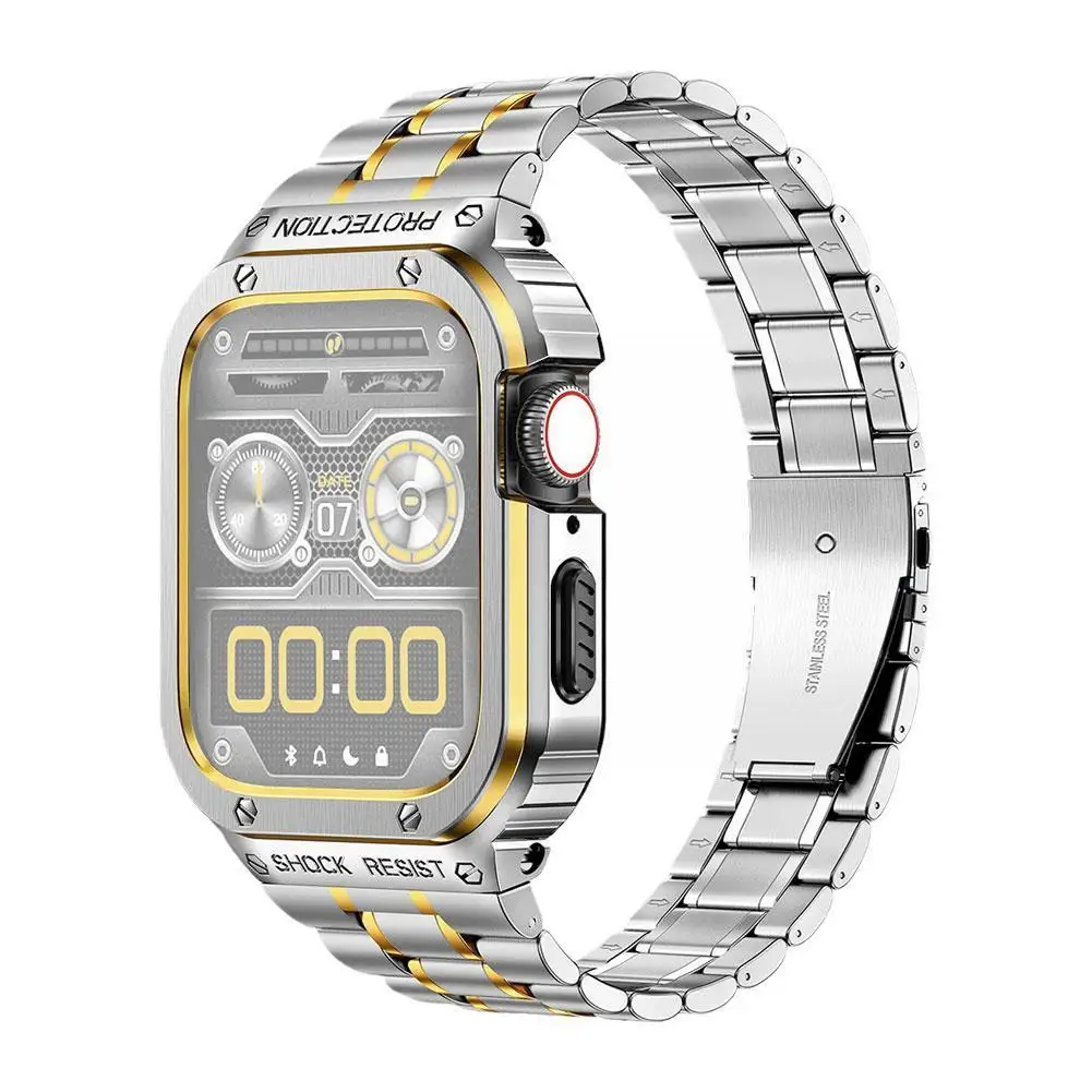 

For Apple Watch Ultra 8/7 Stainless Steel Case Strap 49mm 45mm Accessories Watch L2I9
