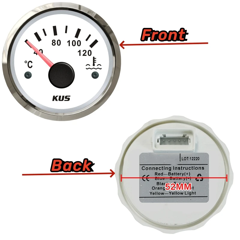 Аналоговые датчики температуры воды KUS 52 мм 40–120 ℃ Измеритель черной 287 4-22 4 Ом