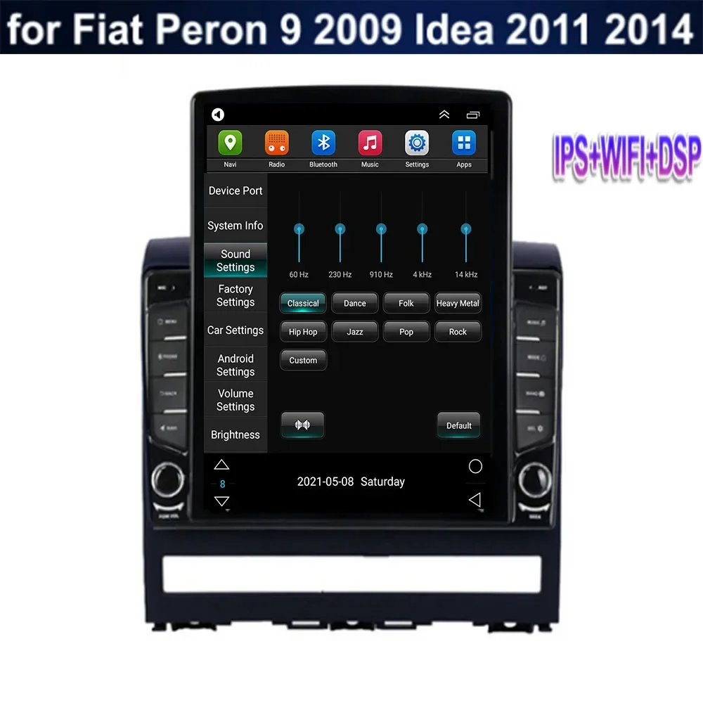 Автомобильный мультимедийный плеер 8 ГБ + 128 Android13 Carplay для Fiat Peron 9 2009 Idea 2011 Tesla Style
