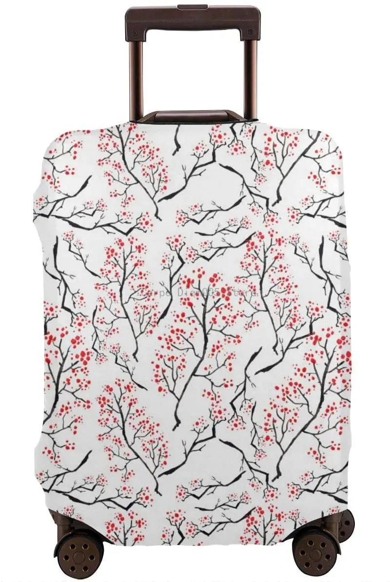 

Cherry Blossoms Travel Luggage Cover Spandex Washable Suitcase Protector Baggage Covers Fits 18 To 32 Inch