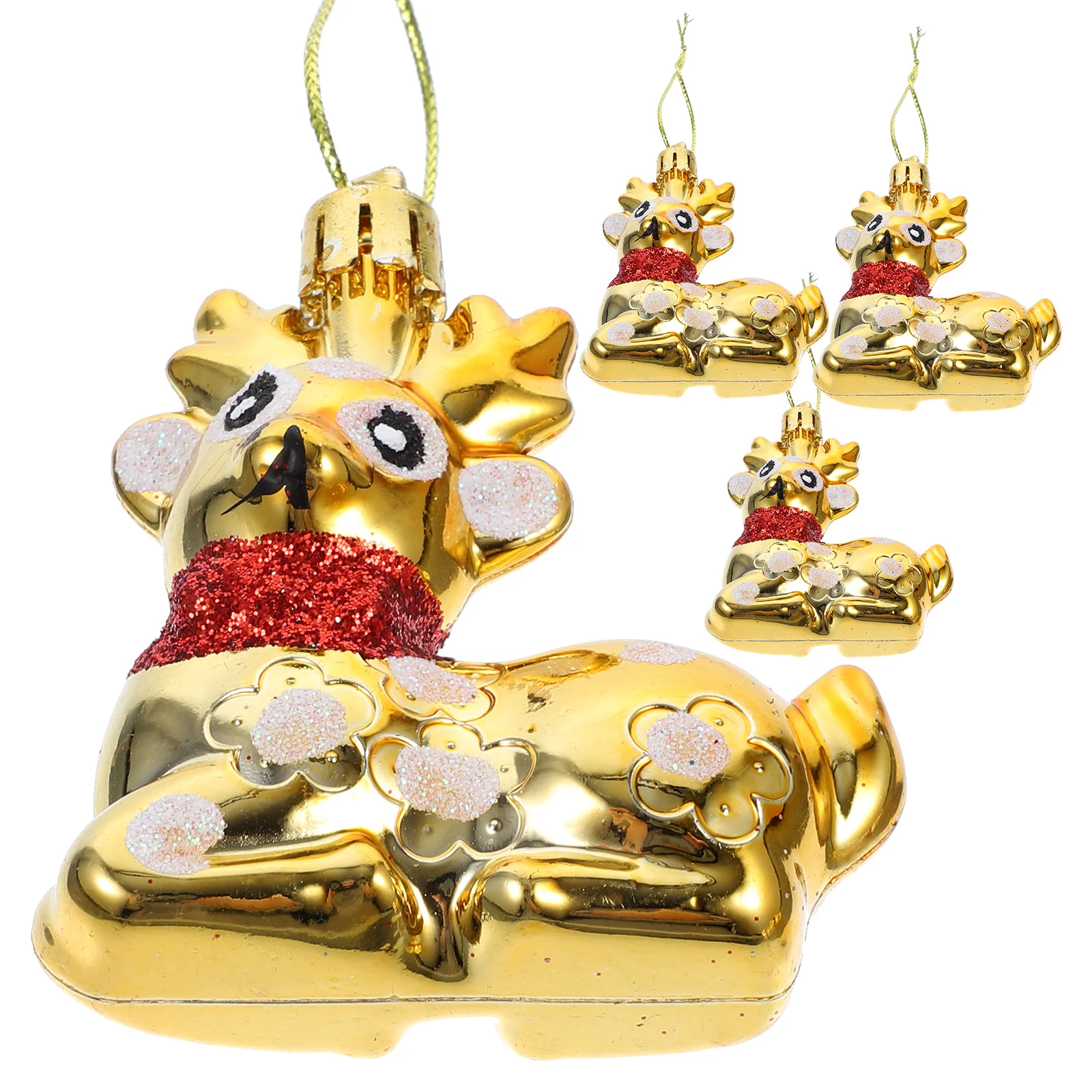 

4 Pcs Christmas Tree Decorations Hanging Reindeer Ornaments Pendant Supplies Plastic