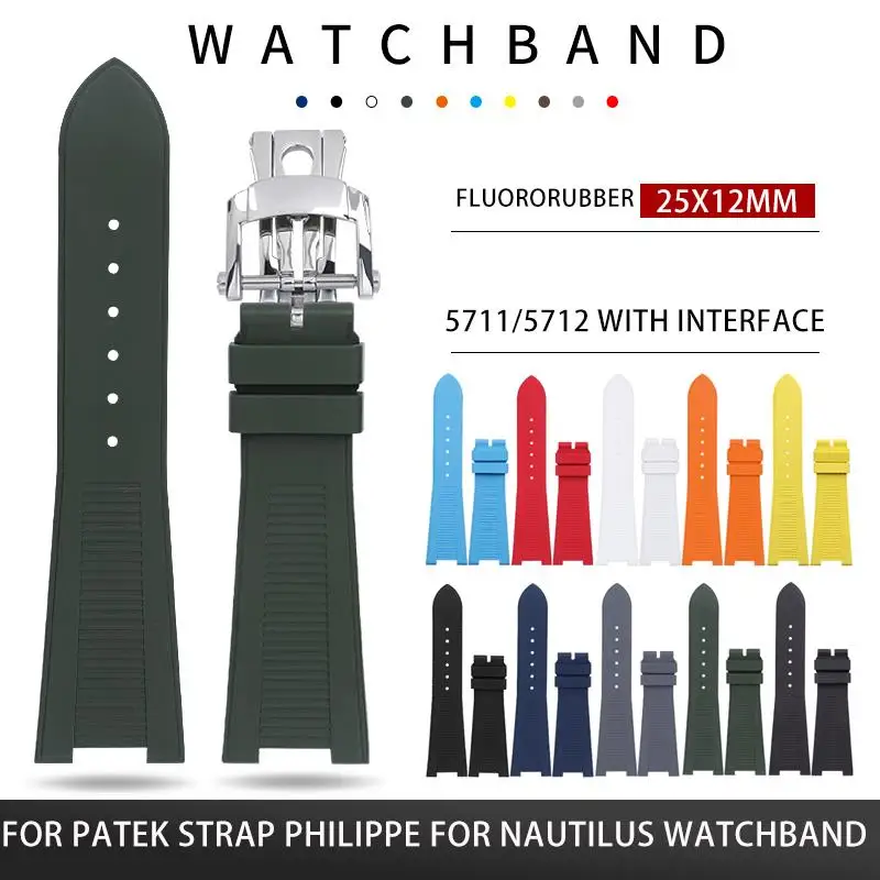 Ремешок фторруглеродный MAISITU 25x1 для Patek 2 мм высокое качество натуральный FKM