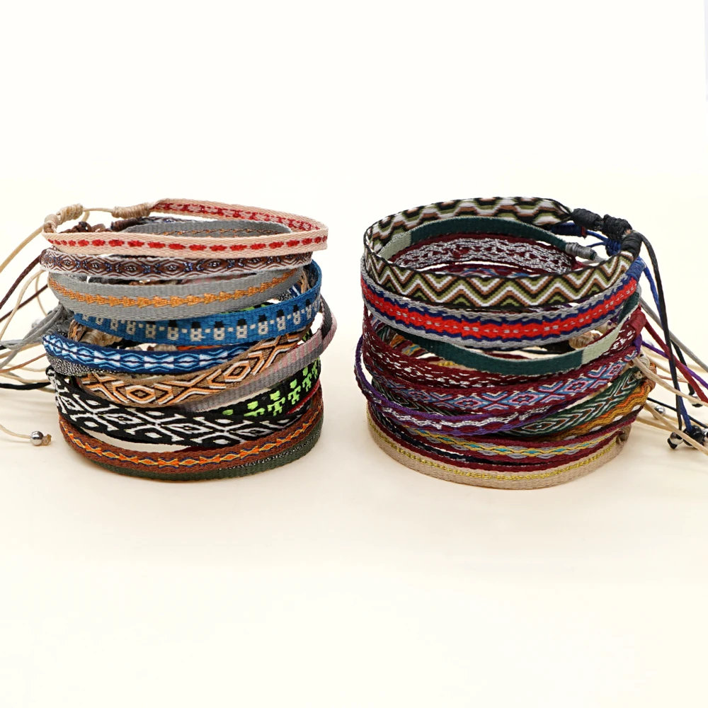 Go2Boho 3 шт./лот Плетеный тканый браслет с узором для женщин штабелируемые браслеты