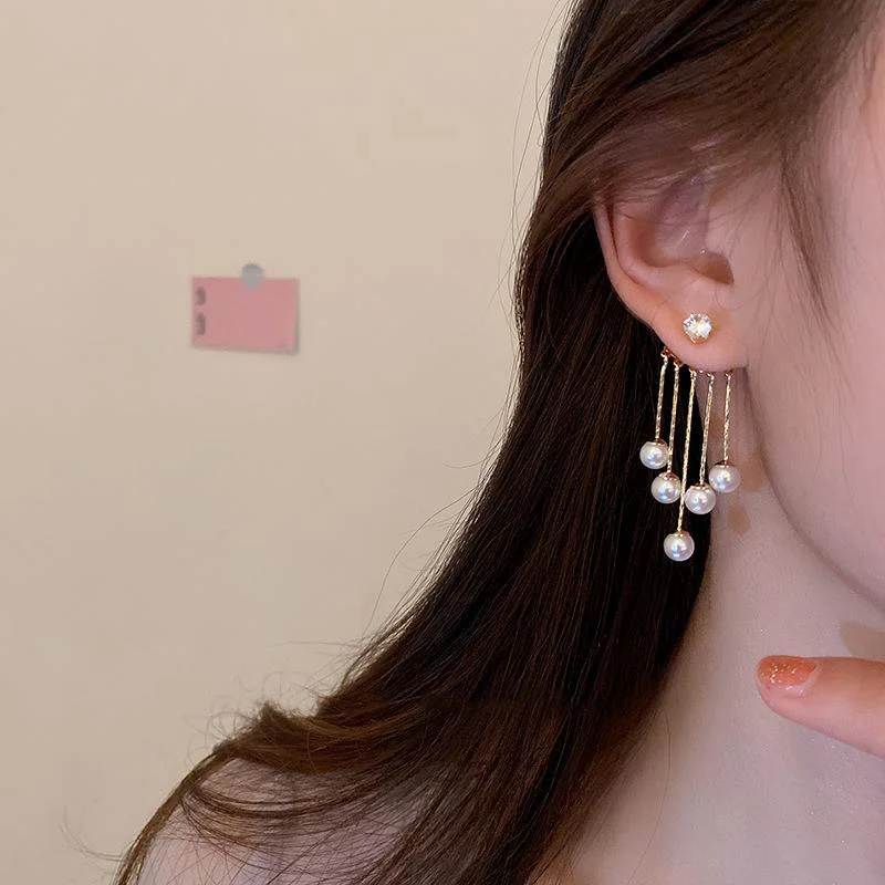 

Classic Rhinestone Pearl Zircon Earring Temperament Lady Long Fringe Earrings for Girls Princess Party Birthday Gift Jewelry