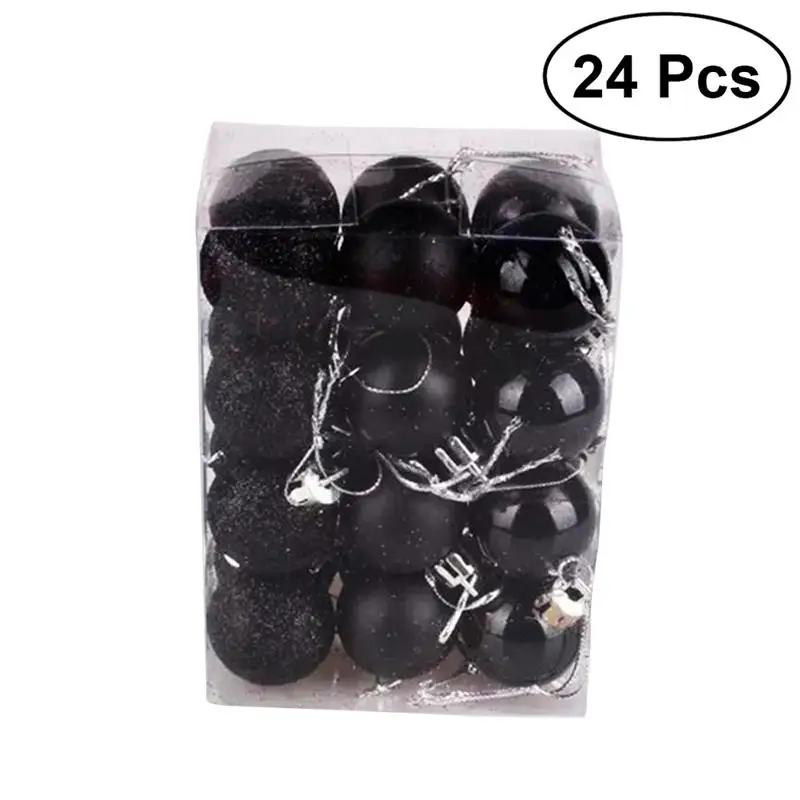 

24pcs 3cm Christmas Ball Ornaments Tree Decorations for Holiday Wedding Party Decoration Black Color