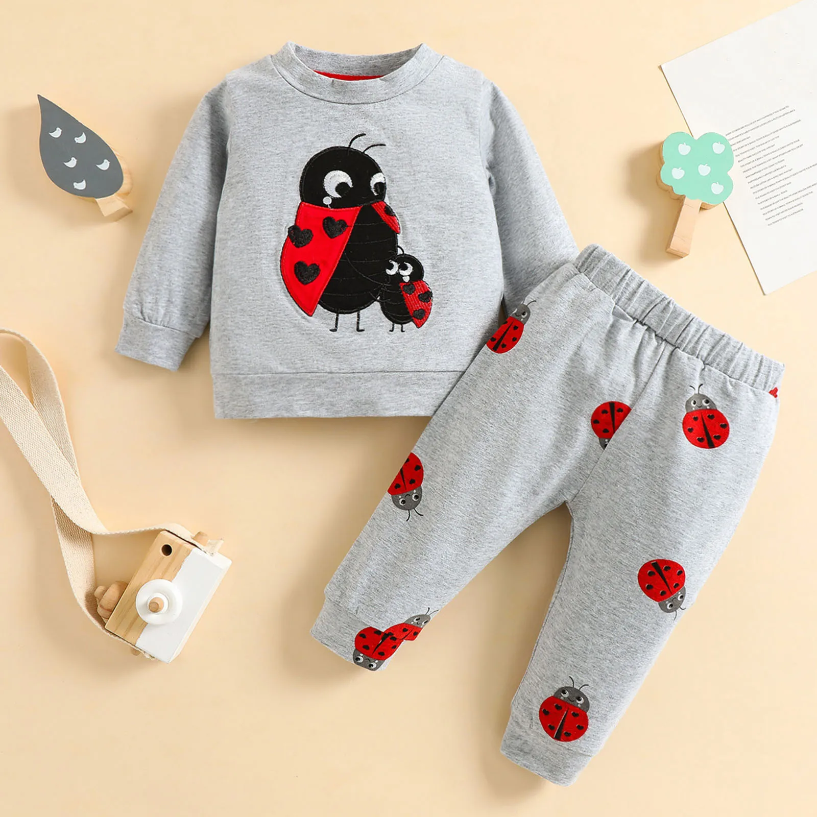 

0-24 Months Toddler Infant Baby Clothes Sets Autumn Clothing Boys Girls Long Sleeve Outfits Cartoon Prints Pullovers+Pants Sets