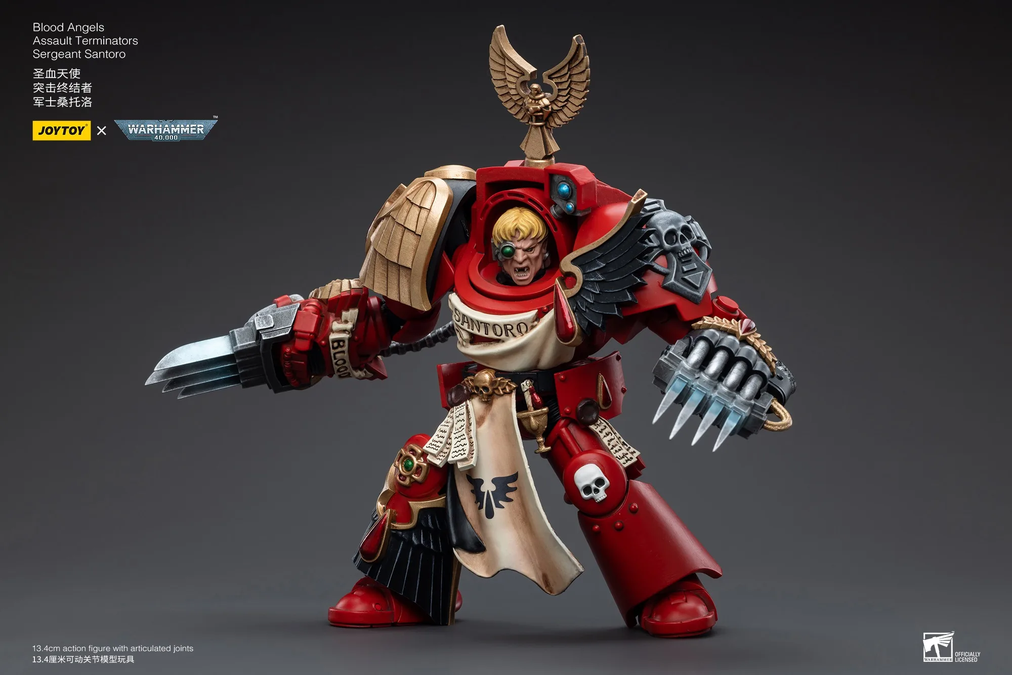 Фото [В НАЛИЧИИ] JOYTOY Warhammer 40K 1/18 Фигурка Blood Angels Assault Terminators Sergeant Santoro Модель игрушки для мальчиков Подарки №4