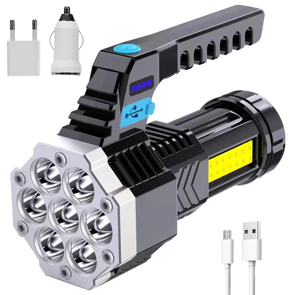 

USB Rechargeable LED Searchlight Portable Lantern COB High Power Flashlight Daily Waterproof for Hiking Fishing Adventure Patrol