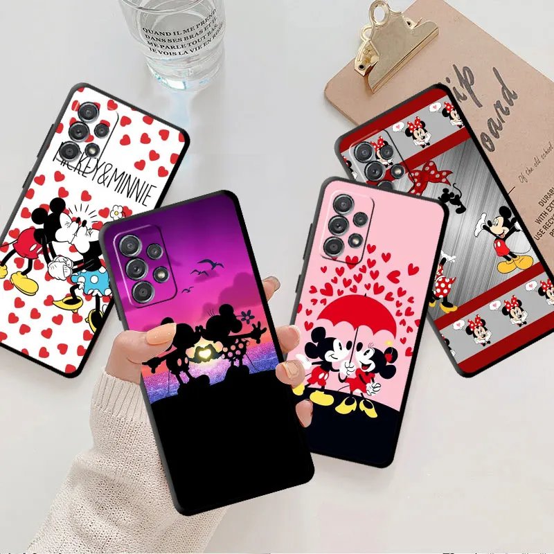 

Черный чехол для Samsung Galaxy Note 20 Ultra 10 Plus A52S A31 A70 A11 A02 A03 A04, силиконовый чехол для телефона с милым рисунком Микки и Минни