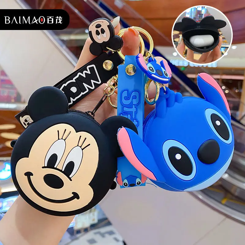 

Disney Stitch mickey Minnie Anime zero Purse Key Chain student purse pendant girl bag decoration cartoon car Pendant Gift