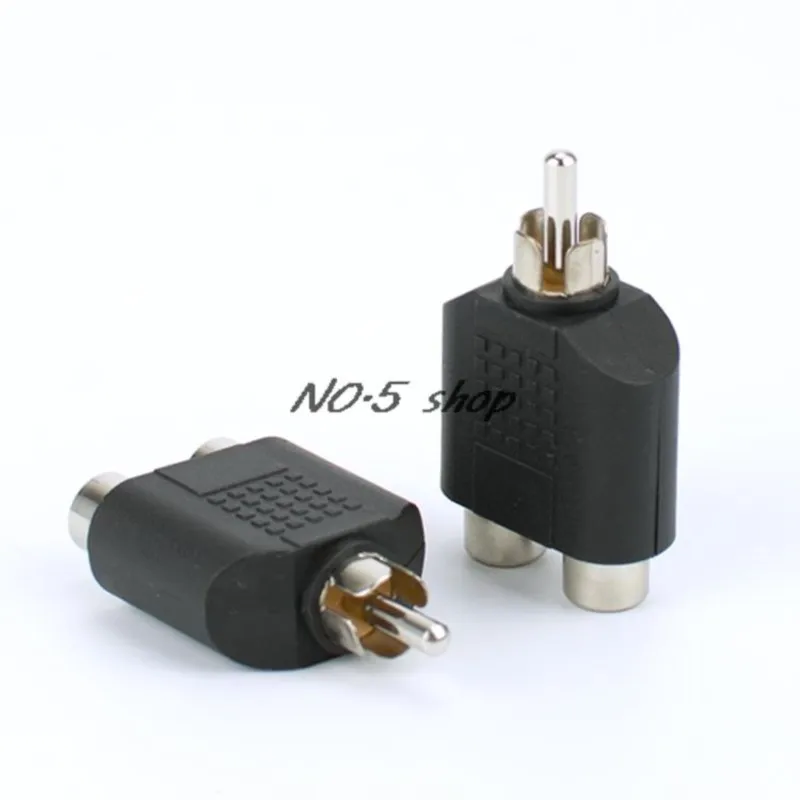 10Pcs Av 1/2 Lotus To 2 Female Audio Video Adapter Tee Connector Rca 1/2 Adapter Plug