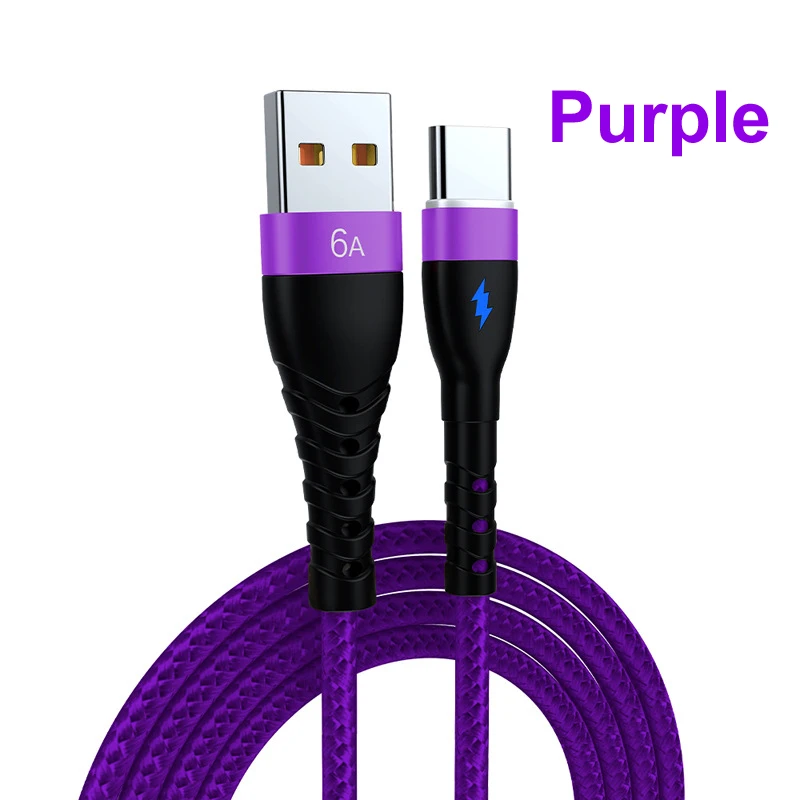

10pcs 6A USB Type C Cable For Huawei P30 P40 Pro super Fast Charging Wire USB-C Charger Data Cord Samsung S21 ultra S20 Poco