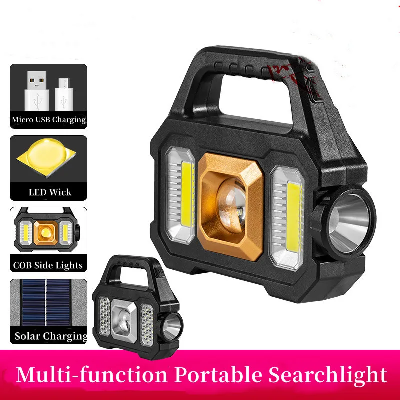 Rechargeable Flashlight 500lm Waterproof 6 Gears Torch Light Portable Powerful Lantern Solar USB Charging for Camping Outdoor