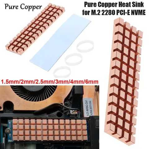 Радиатор для компьютера, ноутбука, SSD, для M.2 2280 PCI-E NVME с термопанелью, компьютерный кулер, медный радиатор, аксессуар 1,5/2/2/3/4/6 мм