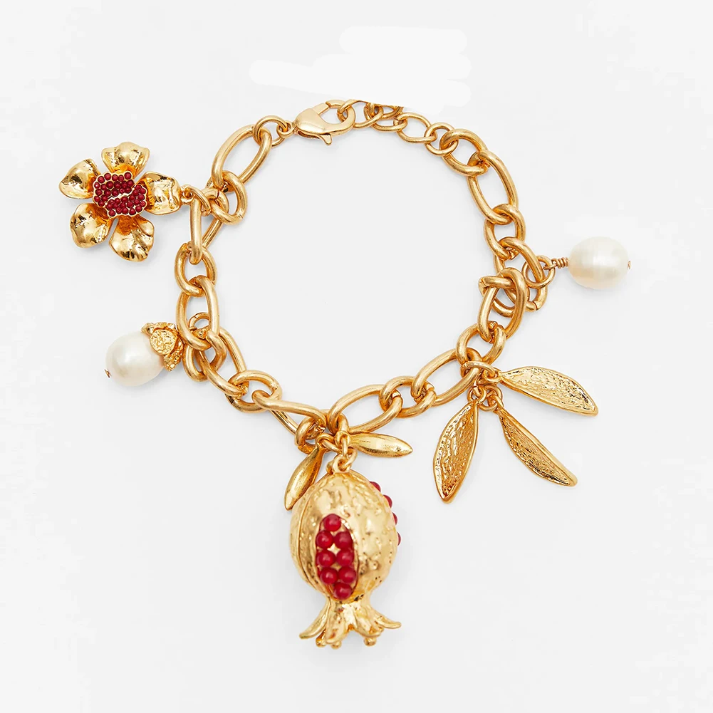 Лучшая модная цепочка с подвеской Цветок, Фрукты и Жемчуг для женщин, винтажная металлическая цепочка ювелирных изделий для вечеринок.